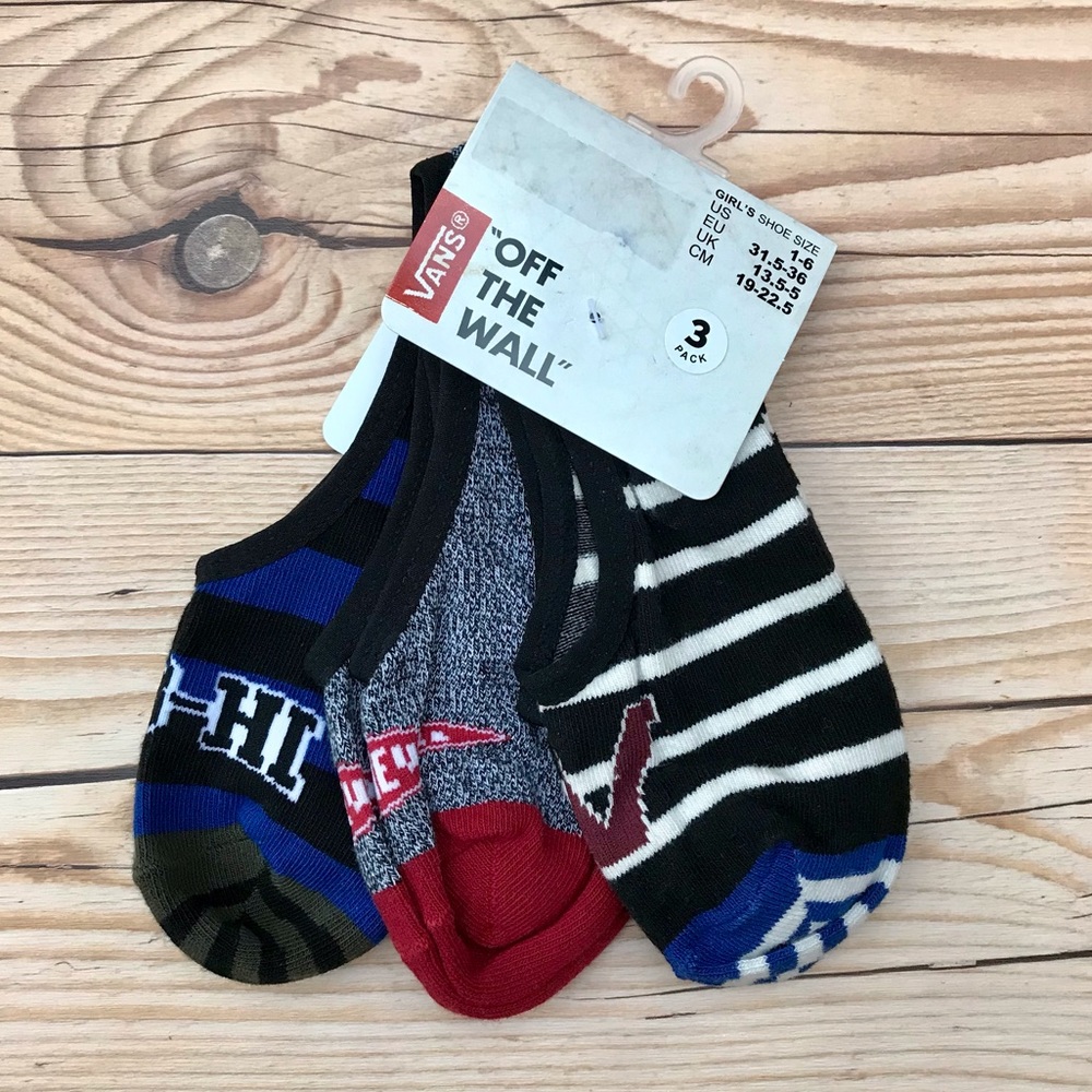 Vans Off The Wall 3 Pairs No Show Socks/Footies - Picture 1 of 12